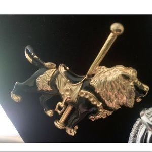 Vintage, large, Black And Gold  Lion Carousel